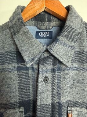 Chaps Gray Plaid Flannel Button-Down Shirt